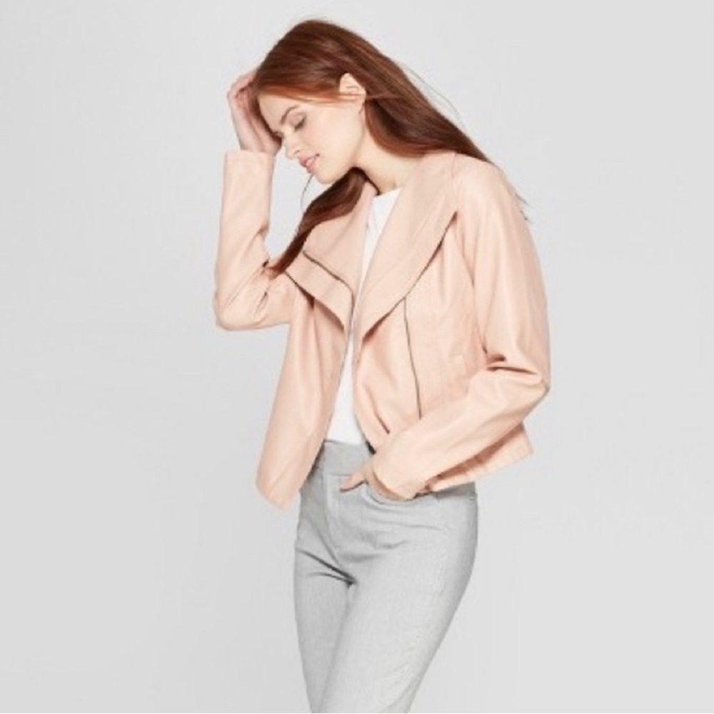 A New Day Target Blush Pink Faux Leather Asymmetric Moto Jacket Size S